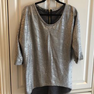 🇫🇷Lior Paris Silver Sparkling Lurex back gold zipper pleated pinned sleeves